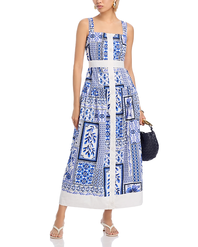 Aqua Tile Button Front Maxi Dress - Exclusive