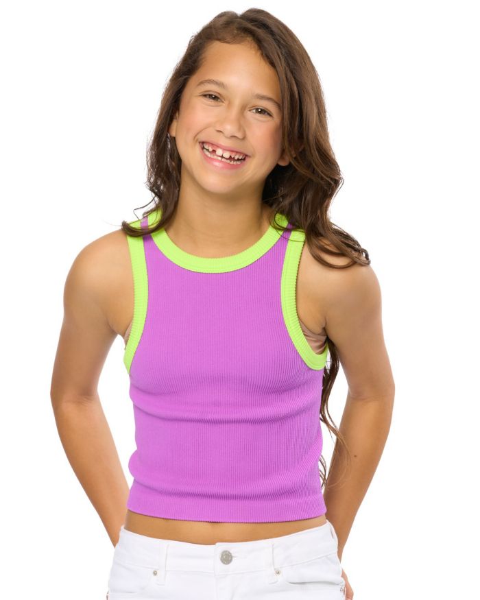 Girls' Contrast Trim Sleeveless Top - Big Kid