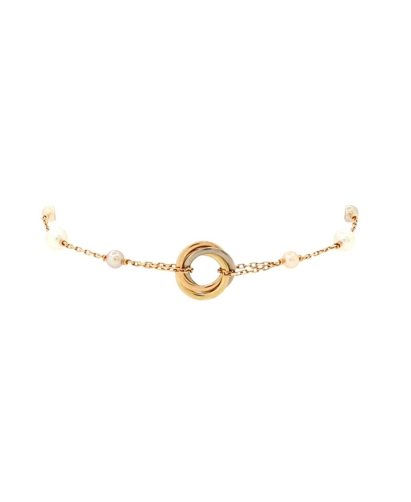 Pre-owned Pre-owned Cartier Cartier Trinity Chain Bracelet 18k Tricolor Gold With Pearls