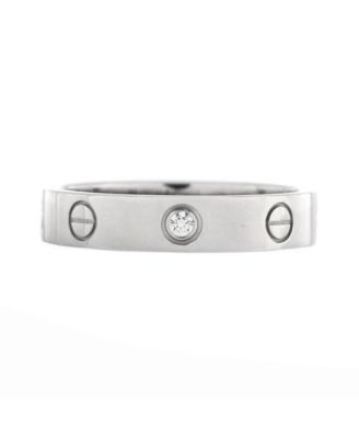 Love Wedding Band 1 Diamond Ring 18K White Gold with Diamond