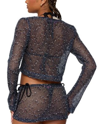 Idra Crochet Net Tie Front Top