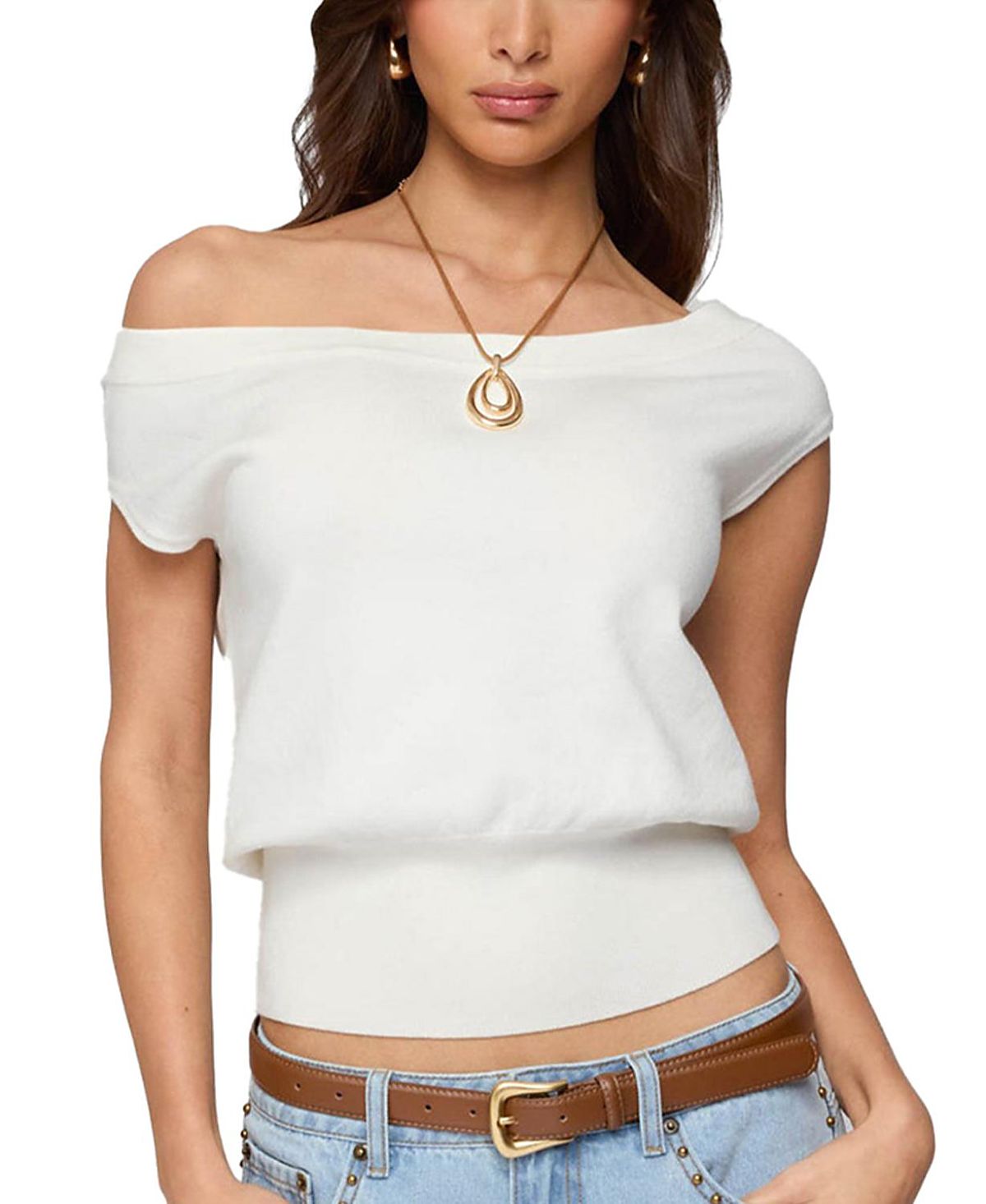 Edikted Michaela Off Shoulder Knit Top