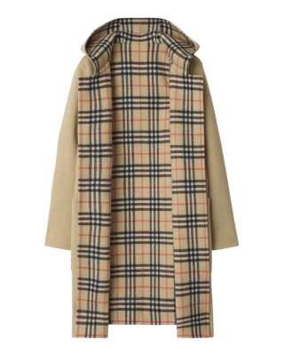 Reversible Wool Hooded Wrap Coat