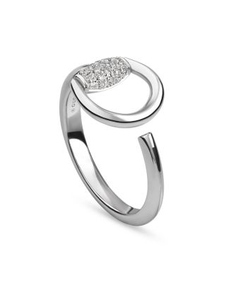 18K White Gold Horsebit Diamond Pav&eacute; Ring