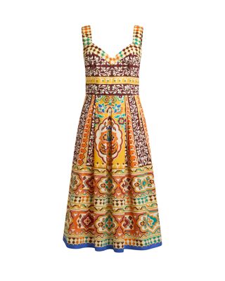 Printed Cotton Midi Dress