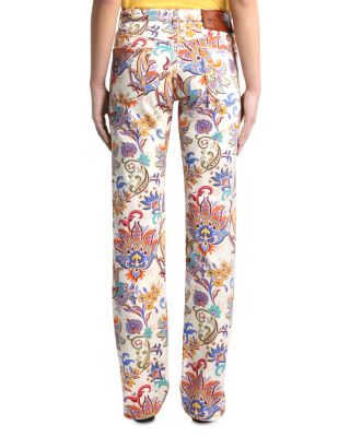 Printed High Rise Straight Jeans