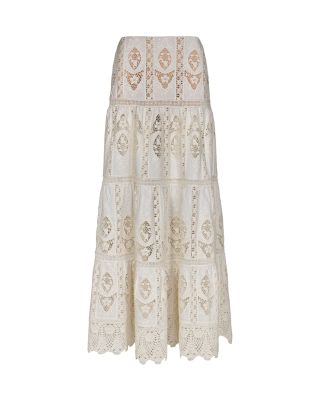 Highlighted Fields Scalloped Lace Maxi Skirt