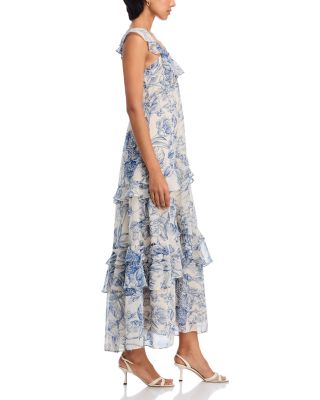 Floral Toile Ruffle Midi Dress - Exclusive
