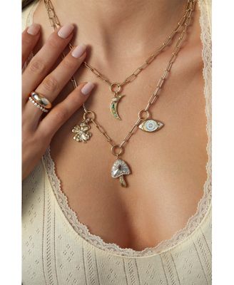 14K Yellow Gold Jumbo Evil Eye Protection Charm with Diamonds, 0.17 tcw