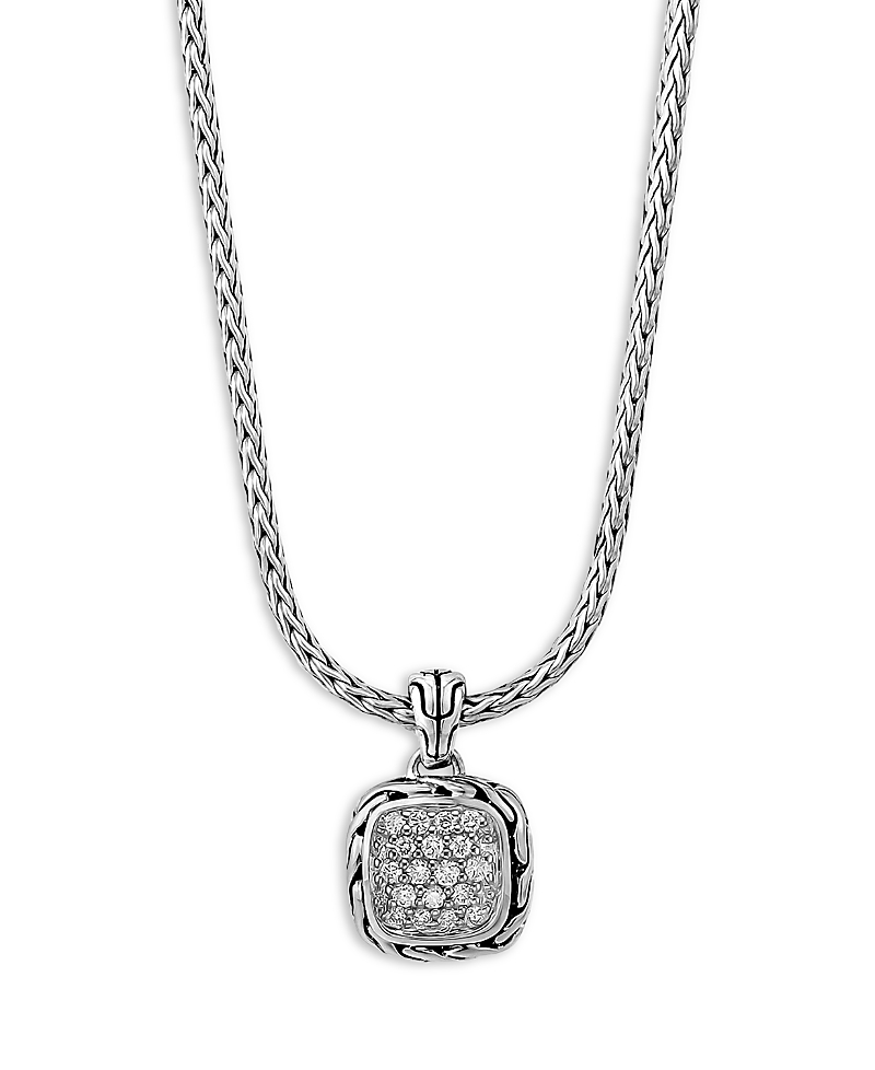 John Hardy Sterling Silver Diamond Pave Carved Chain Necklace, 16