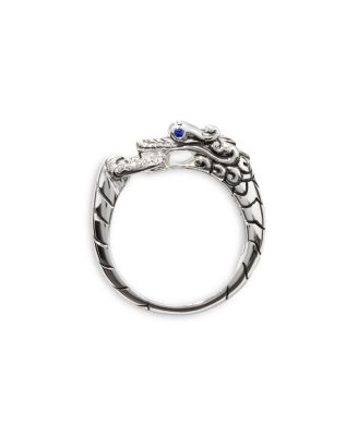 Sterling Silver Legends Naga Diamond & Blue Sapphire Dragon Head Ring