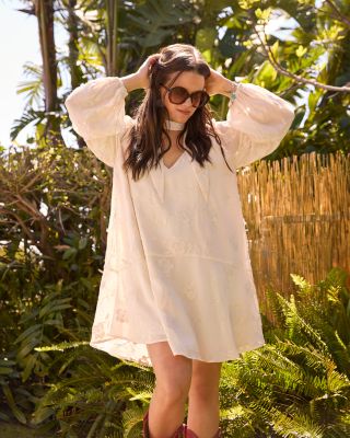 Embroidered Floral Chiffon Mini Dress - Exclusive