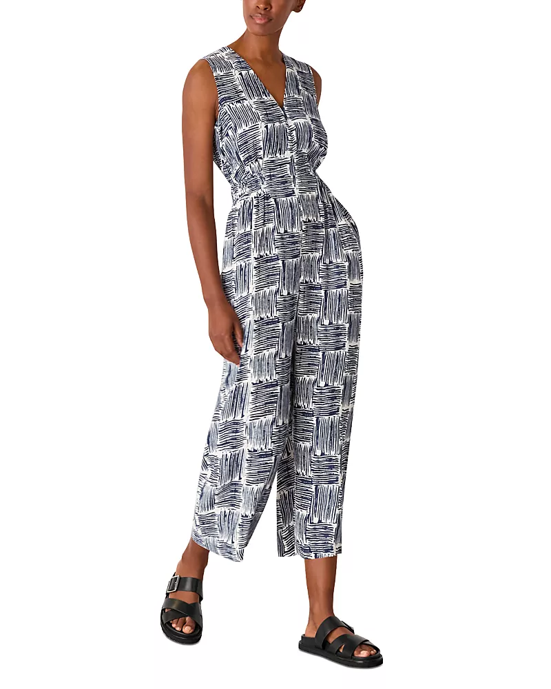 Whistles Petites Hatched Squares Jumpsuit