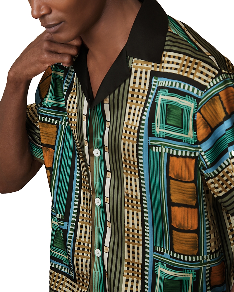 Reiss Square Mixed Prints Cuban Shirt