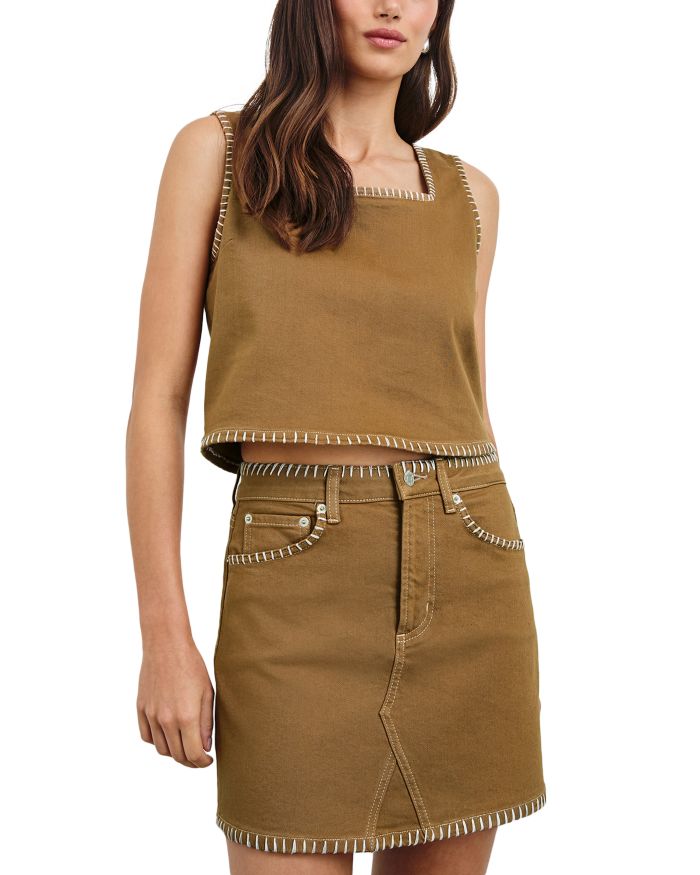 Carbon Square Neck Contrast Stitch Top