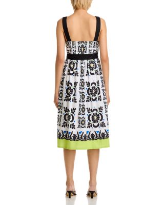 Printed Square Neck Midi Dress