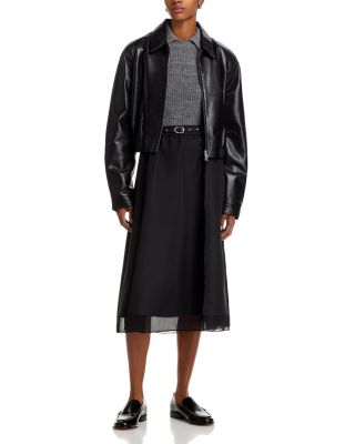 Belted Chiffon Hem Midi Skirt