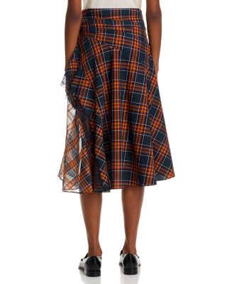 Draped Organza Combo Midi Skirt