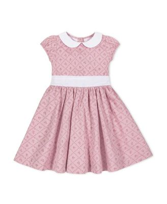 Girls' Organic Short Sleeve Sateen Dress with Peter Pan Collar - Baby