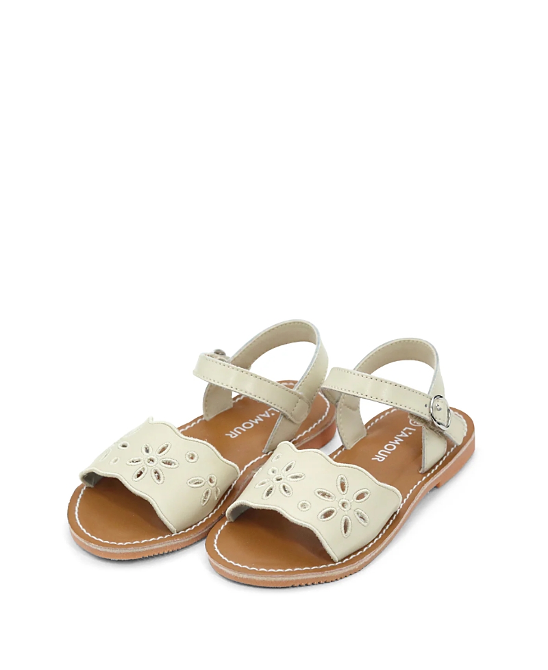 L'amour Shoes Girls' Augusta Embroidered Sandal - Toddler, Little Kid