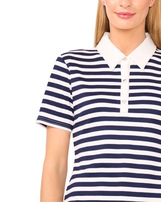 Short Sleeved Striped Polo Top