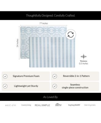  Reversible Baby PlayMat - Emerson Ikat + Jack Stripe Design – Soft, Non-Toxic Foam – Waterproof, Easy to Clean