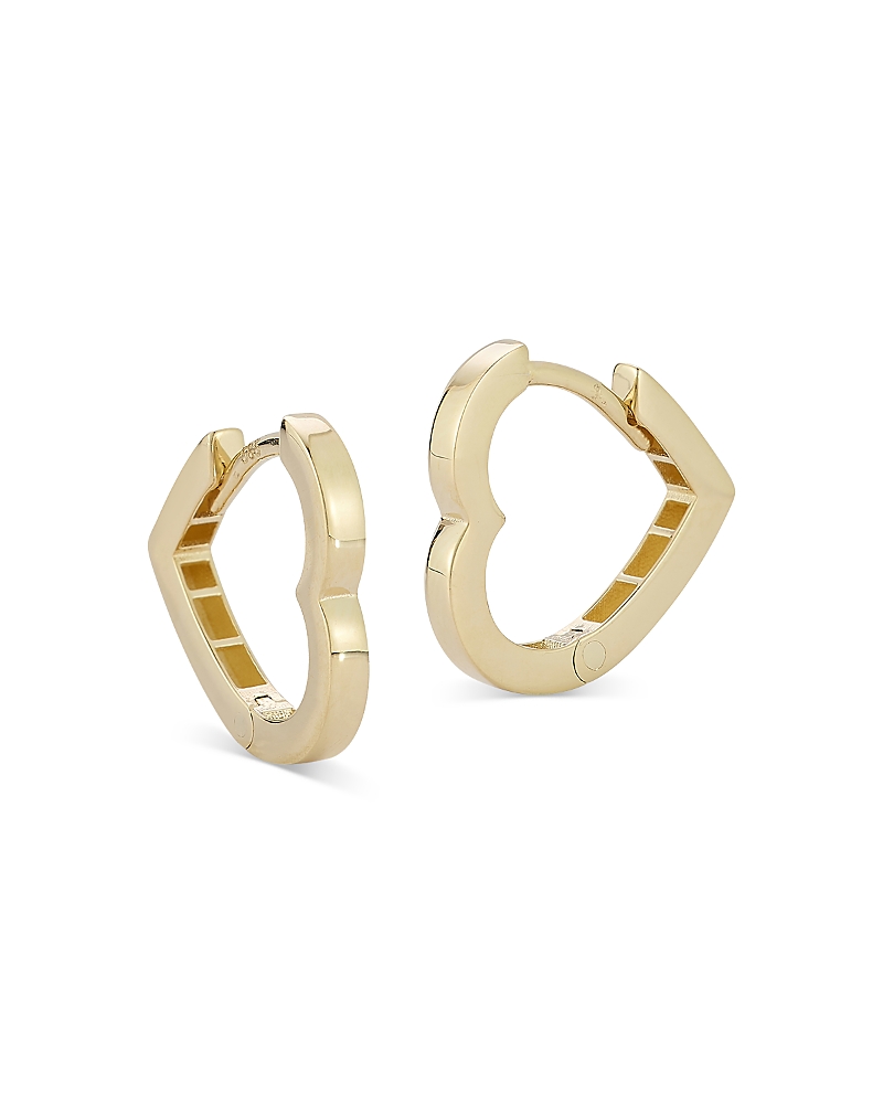 Moon & Meadow 14 Yellow Gold Small Heart Huggie Hoop Earrings In Gold