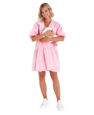 Waterfall Tie Waist A-Line Maternity/Nursing Wrap Dress