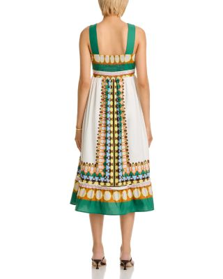 Printed Square Neck Midi Dress