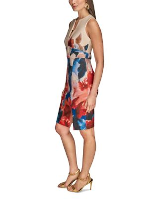 Placed Floral Sheath Dress