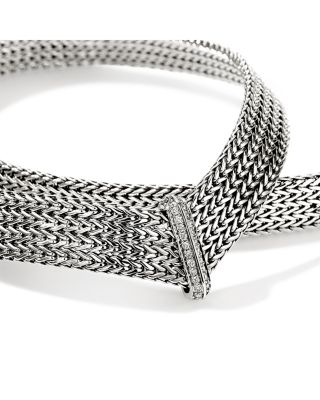 Sterling Silver Diamond Icon Link Necklace, 18"