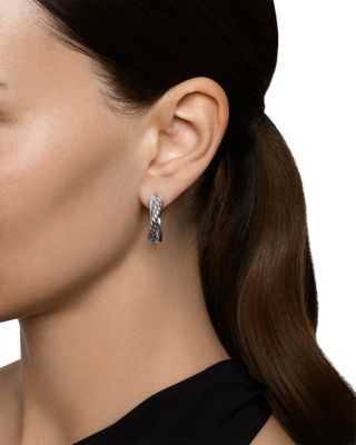 Crossover Hoop Earrings in Sterling Silver, 22.3mm