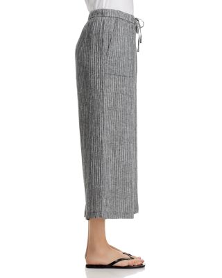 Linen Cropped Wide Leg Pants