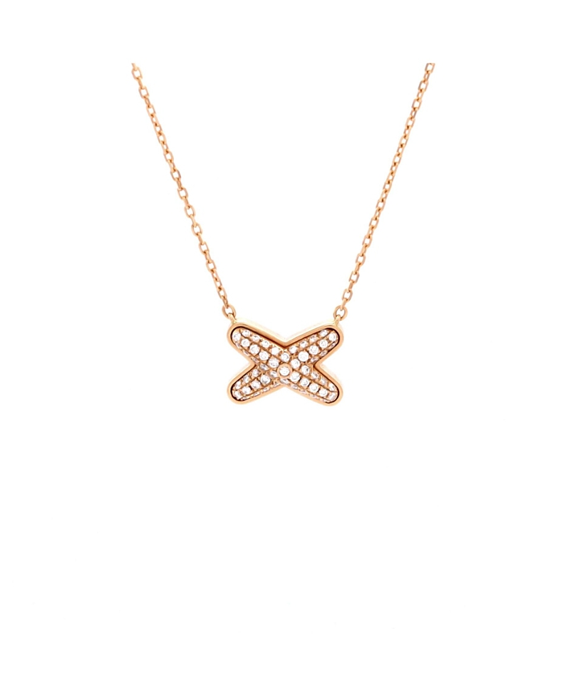 Pre-owned Pre-owned Chaumet Chaumet Jeux De Liens Pendant Necklace 18k Rose Gold With Diamonds