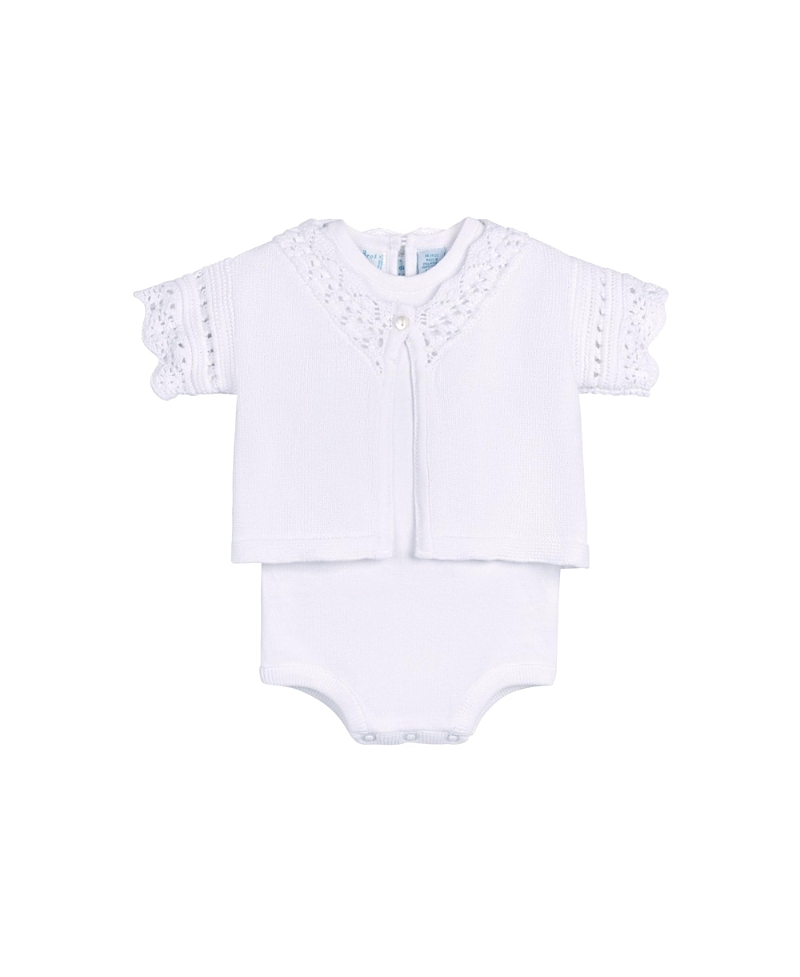 Feltman Brothers Girls' Crochet Cardigan & Romper Set - Baby