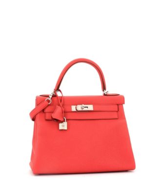 Kelly 28 Handbag Pink Togo with Palladium Hardware