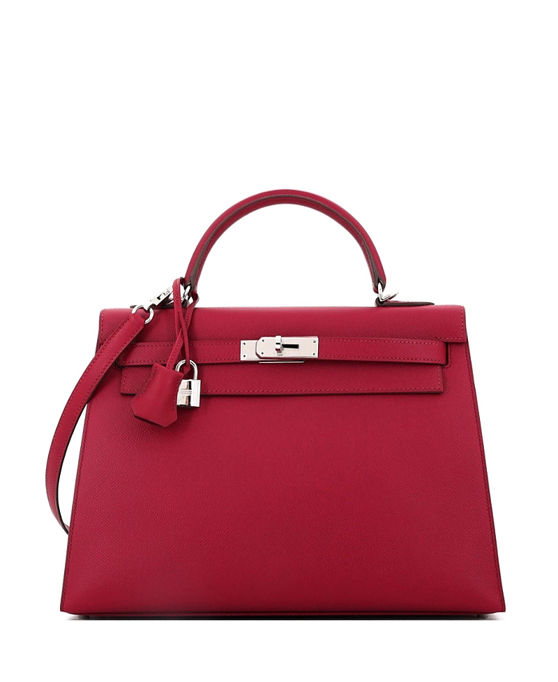 Pre-owned Pre-owned Hermes Hermes Kelly 32 Handbag Red Epsom With Palladium Hardware
