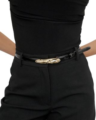 Liquid Luxe Women's Black Leather Belt