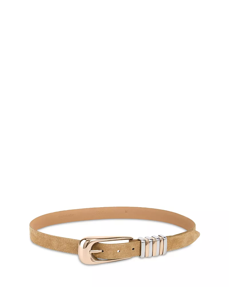 Ettika Women's Metal Core Brown Suede Leather Belt