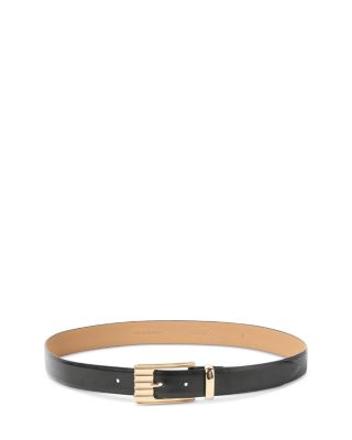 Women's Engraved Rectangle Buckle Black Leather Belt
