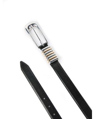 Women's Metal Core Black Leather Belt