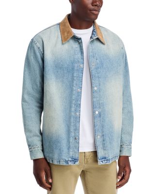 Suede Collar Denim Overshirt