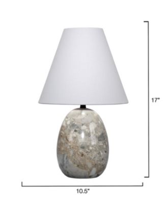  Capsule Travertine Table Lamp with Linen Shade