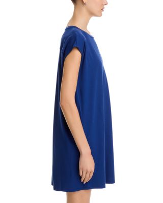 Crinkled Jersey Crewneck Elbow Sleeve Top