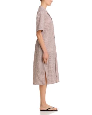 Notch Collar Linen &amp; Cotton Shirt Dress