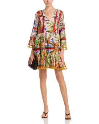 Printed Split V Neck Dress
