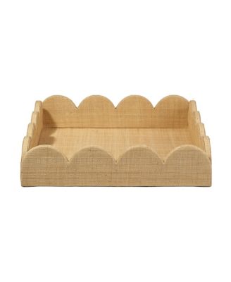 Wonderland Scalloped Small Decorative Raffia Tray