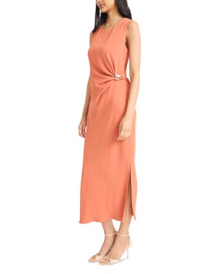 Sleeveless Ruched Waist Midi Dress