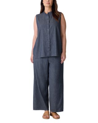 Mandarin Collar Sleeveless Shirt