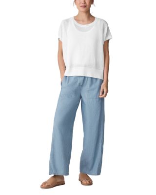 Linen & Cotton Crewneck Boxy Top